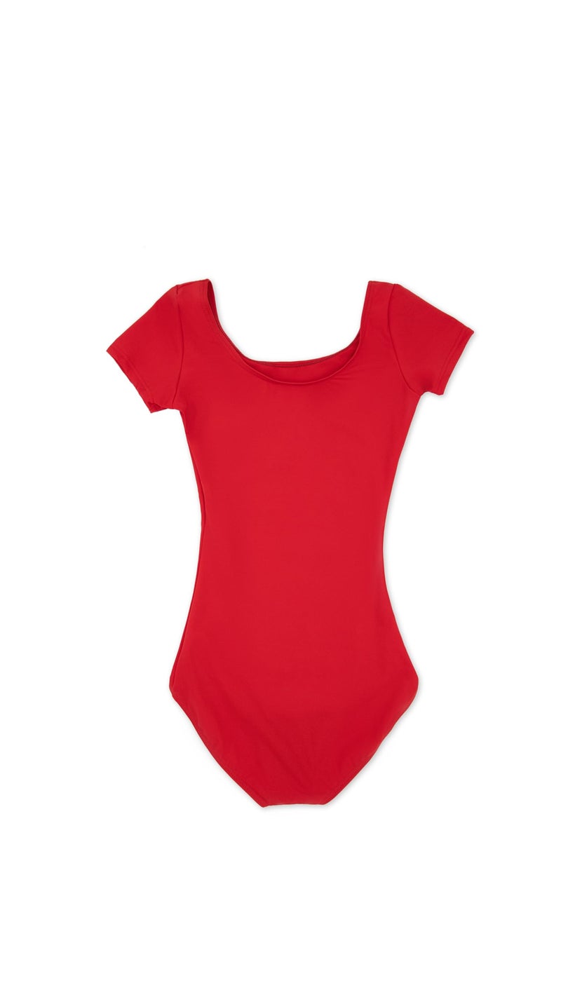 Capezio كابيزيو ليودارد قصير الأكمام - للبنات، أحمر، كبير - Image 2